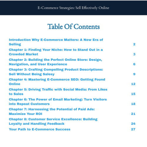 Table of Contents – E-Commerce Strategies: Sell Effectively Online