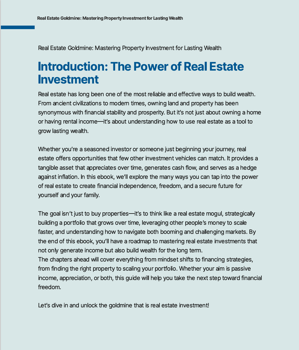 Introduction – Real Estate Goldmine: The Power of Real Estate Investment