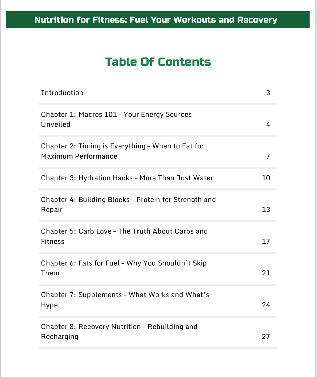 Table of Contents – Nutrition for Fitness: Fuel Your Workouts and Recovery