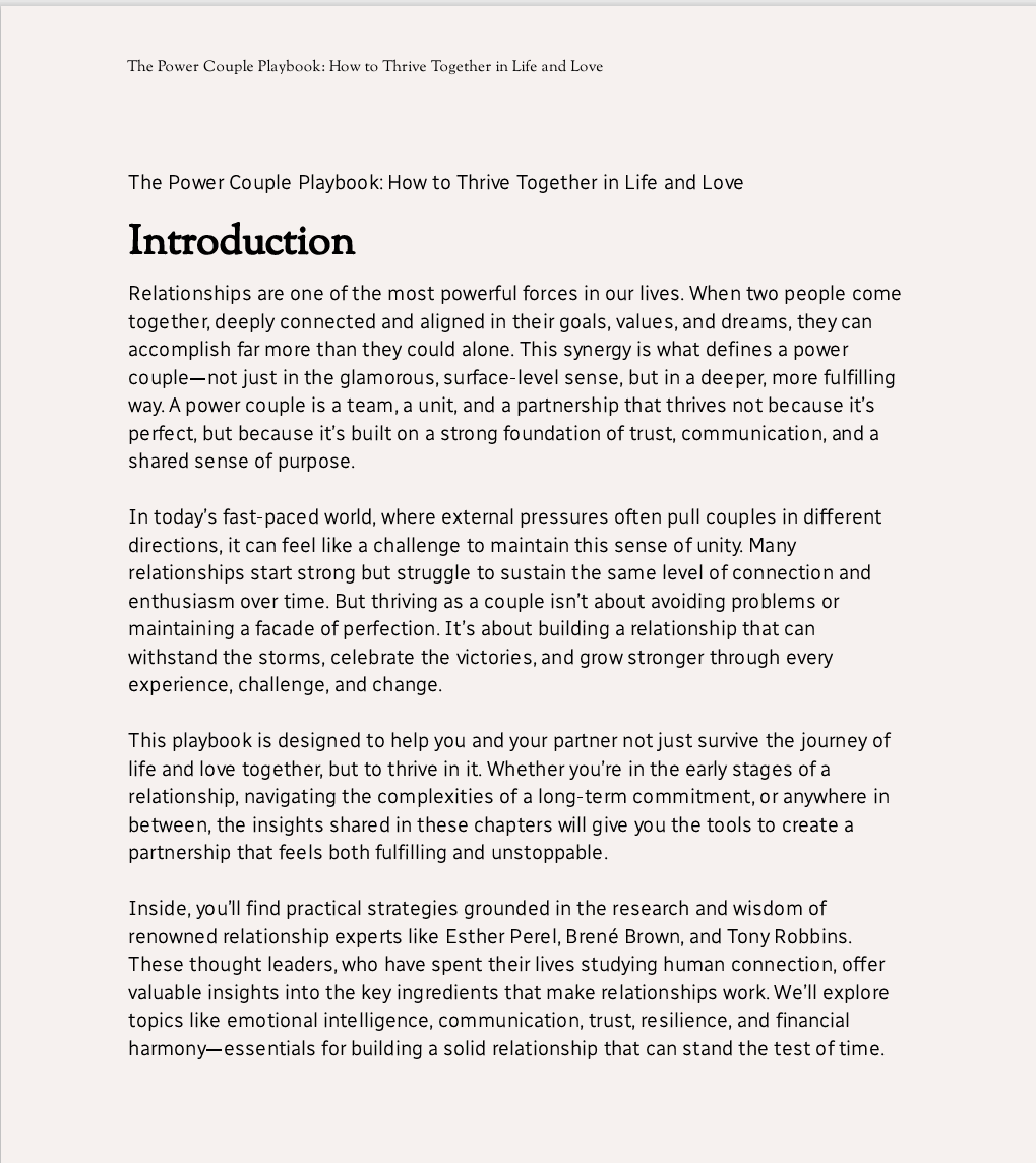 Introduction – The Power Couple Playbook: How to Thrive Together in Life and Love