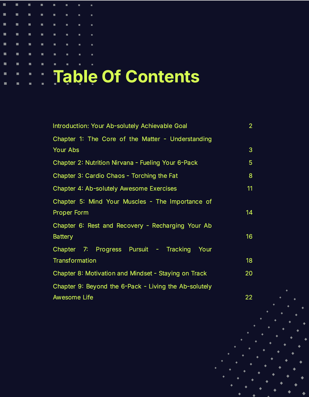 Table of Contents – Instant Abs: Your Ab-solutely Achievable Goal