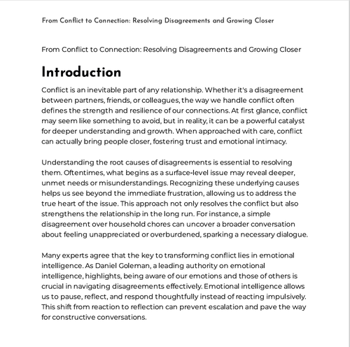 Introduction – From Conflict to Connection: Resolving Disagreements and Growing Closer