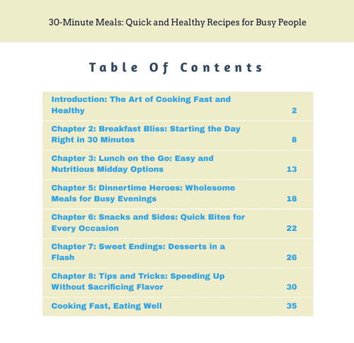 Table of Contents – 30-Minute Meals: Quick and Healthy Recipes for Busy People