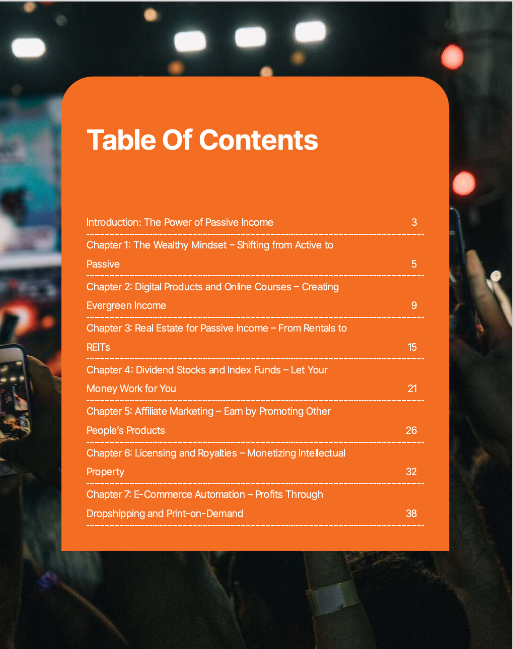 Table of Contents – Passive Profits: The Power of Passive Income