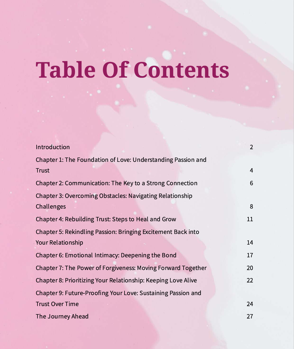 Table of Contents – The Love Blueprint: Build Stronger & Healthier Relationships