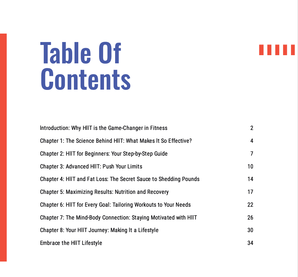 Table of Contents – HIIT Workout Guide